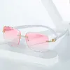 Sunglasses CATERSIDE 2022 New Square Sunglasses Women Diamond Cutting Rimless Fashion Crystal Shiny Sun Glasses Female Gradient Eyewear MenJ230301