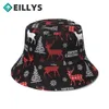 Berets Unisex Straße Hip Hop Eimer Kappe Männer Frauen Santa Schneemann Gedruckt Fischer Hut Weihnachten Angeln Cartoon Hüte