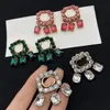 Vintage Letter Dangle Kolczyki dla kobiet projektantki biżuterii kolczyki zielony czerwony biały klejnot klejnot klejnot dangle g