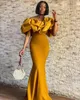 Abiti da festa giallo elegante sirena damigella d'onore con spalle scoperte increspature lunghi abiti da sposa neri da ragazza taglie forti su misura