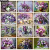 Lilac Flowers art painting Metal Sign Retro Plaque Vintage Purple Flower Tin Sign Wall Decor for Living Room Garden Kitchen Art Iron Painting Size 30X20CM w02