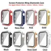 Bling Diamond Dembered Glass Watch Case Form Ecrection Защитный ПК Бампер для Apple Iwatch Series 6 5 4 3 2 44 мм 42 мм 40 мм 38 мм 41 мм 45 мм с розничной коробкой