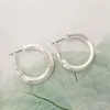 Hoop oorbellen Waterdichte romantische metalen textuur Sliver kleur mode sieraden voor vrouwen geschenk