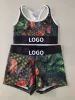 Cartoon-Trainingsanzüge für Damen, Tanktop, schnell trocknende Weste und Shorts, zweiteiliges Set, Sport-Lauf-Itness-Set, ärmellos, Designer-Druck, Buchstaben-Camouflage-Outfits