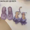 Dress Shoes Female Flipflop Sandals Women Stiletto Open Toe Purple Bow Knot High Heels 2022 Fashion Roman Sandal Elegant Mule Slipper SlideL230301