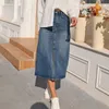 ZHISILAO taille haute jupe en Jean droite femmes Vintage fourche fendue bleu longue moulante crayon Jean 230301