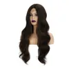 Hot selling wig female small front lace black brown long curly hair large wave chemical fiber headwear wigs 230301