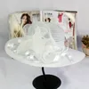 Cappelli a tesa larga Matrimonio grigio per donna Grande fiore Elegante parasole Accessori pieghevoli Copricapo da sposa 2023