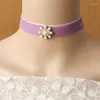 Choker Yiyaofa handgefertigtes lila Bandkette Vintage Accessoires Gothic Party Schmuck Statement Halsketten DD-24