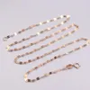 Chains Genuine Real 18K Rose Gold 1.8mm Lip-Shape Link Chain Necklace For Woman 16inch Stamp Au750Chains