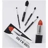 Brilhos de maquiagem Profissional 4 PCs Set Look em uma caixa Baic Black Sintético Kit de Cosmético com Big Lipstick Shape Drop Deliver