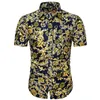 メンズカジュアルシャツm-5xl夏の半袖のためのドットプリントビジネス定期的なフォーマル衣類メンズオフィスボタンアップブラウス