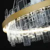 Lâmpadas pendentes Anel de cristal Candeleiro LED moderno para a sala de estar Dining Kitchen Home Decor Villa Luxo pendurado em lâmpada dourada