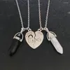 Kolye Kolyeler 2 PCS/Set Çift Kolye Altıgen Taş Kalp Metal Anahtar Kilit Takı Partisi Mücevher Hediyeleri Kadınlar için Toptan