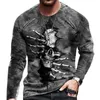 Men's T-Shirts Vintage Skull Long Sleeve For Men 3d Skull Printed Crew Neck T Shirt Horror Style Shirt Oversized Tops Tees Shirt Men Clothing 230302