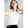 Horta 2023 Summer Mercerized Cotton Women's Tshirts Soft Bright High Quality Solid Thin Tops Slim Fit Luxurious Tshirt 230301