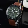 2023 Hoogwaardige mannen Luxe horloges Six Stitches Series All DIALS Work Mens Quartz Bekijk Japan Top Luxury merk Leather Belt Clock Chronograph Mode ronde vorm