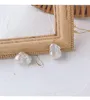Brincos de colar Conjunto de moda simples formato irregular barroco natural 15x22mm pingente