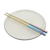 Eetstokjes 56Pair kleurrijke roestvrijstalen noedels eten sushi sticks Korean servies keuken herbruikbaar Chinees servies cadeau 230302