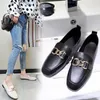 Kleid Schuhe 2022 Casual Flache Schuhe Einzelne Schuhe Damen Loafer PU Leder Metall Dekoration Mode Damen Loafer Bequeme Damen Schuhe L230302