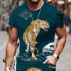 Camisetas masculinas de camisetas masculinas 2023 t-shirt tigre padrony praia o pescoço tops tops moda moda verão manga curta rua casual 3d camisetas impressas