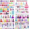 Partihandel Barbies dockkläder Tillbehör Mixed Mini Dress Up Set Fashion American Girl High Heels Shoes Dollhouse Kids Toy Party Gifts