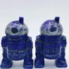 Decoratieve beeldjes natuurlijke lapis lazuli cartoon robot kristal snijwerk ambachten genezende energie steen mode woning decoratie cadeau 1 stks