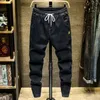 Mäns jeans vinter mäns smala fit jeans affärsmode denim byxor stretch märke byxor svart blå 230302