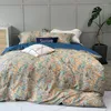 Beddengoed sets luxe retro bloemen katoen vierdelige set huidvriendelijk textuur patroon afdrukken down quilt deksel gemonteerd blad