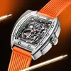 Armbandsur Mark Fairwhale Automatisk mekanisk klocka Mens Silicone Strap Sports modeklockor ihåliga klockor reloj