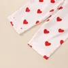 Ensembles de vêtements FOCUSNORM 1-7Y Saint Valentin Enfants Filles Vêtements 2pcs Coeur Imprimé Simple Boutonnage Chemises À Manches Longues Pantalons Homewear