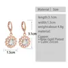 Dangle Earrings 2023 Korean Style Round Cubic Zircon Rose Gold Color For Women Girl's Luxury Party Vintage Jewelry