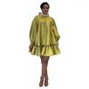 Vêtements ethniques printemps automne 2023 mode Style femmes africaines à manches longues col rond Polyester Mini robe robes pour