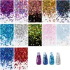 Paillettes à ongles 13 couleurs / ensemble holographiques 1 mm hexagonal paillettes de paillettes de paillettes Décoration manucure laser ensemble pour le design de nail gel de bricolage 130g 230302