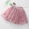 Kjolar sommar småbarn barn flickor prinsessa frukt banan broderi casual mesh midi tulle elastisk midja tutu kjolkläder T230301