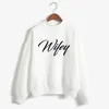 Kadın Hoodies Sweatshirts Wifey Mektupları Baskı Kadınlar Sweatshirt Koreli Oneck Kükürme Kalın Sonbahar Kış Kadınları DW380 230301