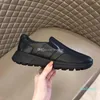 2023 P Black men's casual shoes high quality leather luxury design round toe shoes classic thick soles gentleman's Sports Sneakers 01