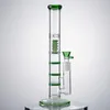 12 Inch Glass Bongs Triple Beecomb Hookahs 18mm Female Joint Water Pipes birdcage perc Oil Dab Rigs 5mm Thick Clear Green Blue with bowl