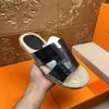 Sommartofflor Lyx Izmir Sandaler Herr Skor Kalvskinn Läder Herr Tofflor Slip On Beach Slide Flats Pojkflip Flops Sandalier Halmsula EU38-46