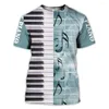 T-shirts pour hommes 3d Print Harajuku Piano Design Shirt Summer Fashion Casual Men's Short Sleeve Top