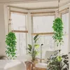 Flores decorativas 1pc Plantas artificiais de pendura Folhas de videira falsa para a parede Pátio Decorações externas em interior