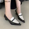 Chaussures habillées SUOJIALUN printemps bout pointu pompes mode bas talon rond dames Slingback sans lacet Oxford décontracté bureau Sho 230302