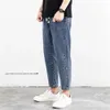 Mäns jeans vår sommaren män jeans bomull denim hip hop slack botten joggers streetwear mager blå byxor hombre harem byxor män s-3xl 230302