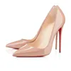 Zapatos de tacón de aguja para mujer, parte inferior roja, zapatos de tacón alto, cuero, diseñador de lujo, mocasines de goma, talla 35-43, nuevo estilo 2024