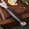 Forks Xinzuo 12pcs Conjunto de escultura e faca forjado 430 Durável em aço inoxidável usando utensílios de mesa com alça de ébano 230302