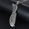 Pendant Necklaces Chinese Style Jewelry Featuring Titanium Steel Comb Vintage Fashion Trend Men's Necklace