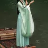 Vêtements de scène 2023 fée Hanfu robe Ming brodé chinois traditionnel femmes vert clair robes Festival vêtements SL5504