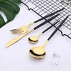 Dinnerware Sets Pink Gold Cutlery Stainless Steel 24Pcs Knives Forks Coffee Spoons Flatware Kitchen Dinner Tableware 230302