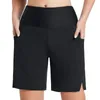 Kvinnors badkläder Kvinnor Passar Shorts Midjan Swim Drawstring Bottoms Baddräkt Hög pojke fickbadning