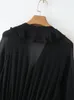 Повседневные платья yenkye 2023 Женщины Ruffles v Neck Black Chifson платье винтажное офис с длинным рукавом Midi